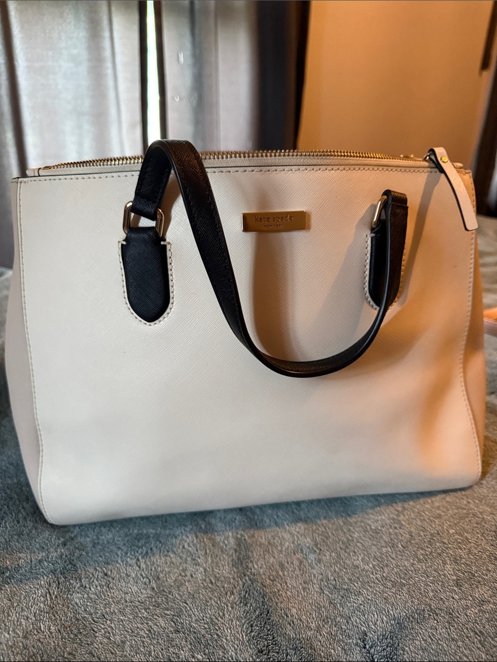 NWOT kate spade Cream and Black Saffiano Satchel